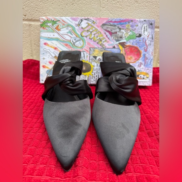 Jeffrey Campbell Tied Up Mule in Black Satin size 9. USED - Picture 5 of 9